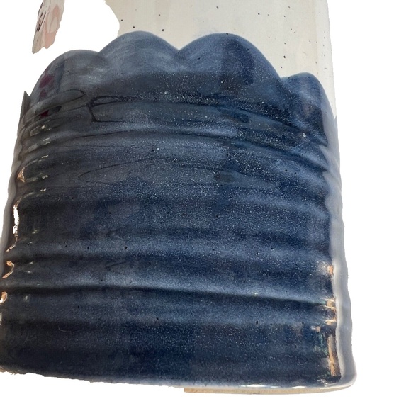 Sheffield Home Tea Canister Pottery Blue Gray Wood Lid 6" Tall Kitchen Storage - Picture 2 of 6